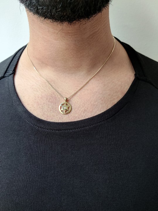 שרשרת מגן דוד עשויה זהב לבן עם דיאמו , מתנות ט"ו באב , א